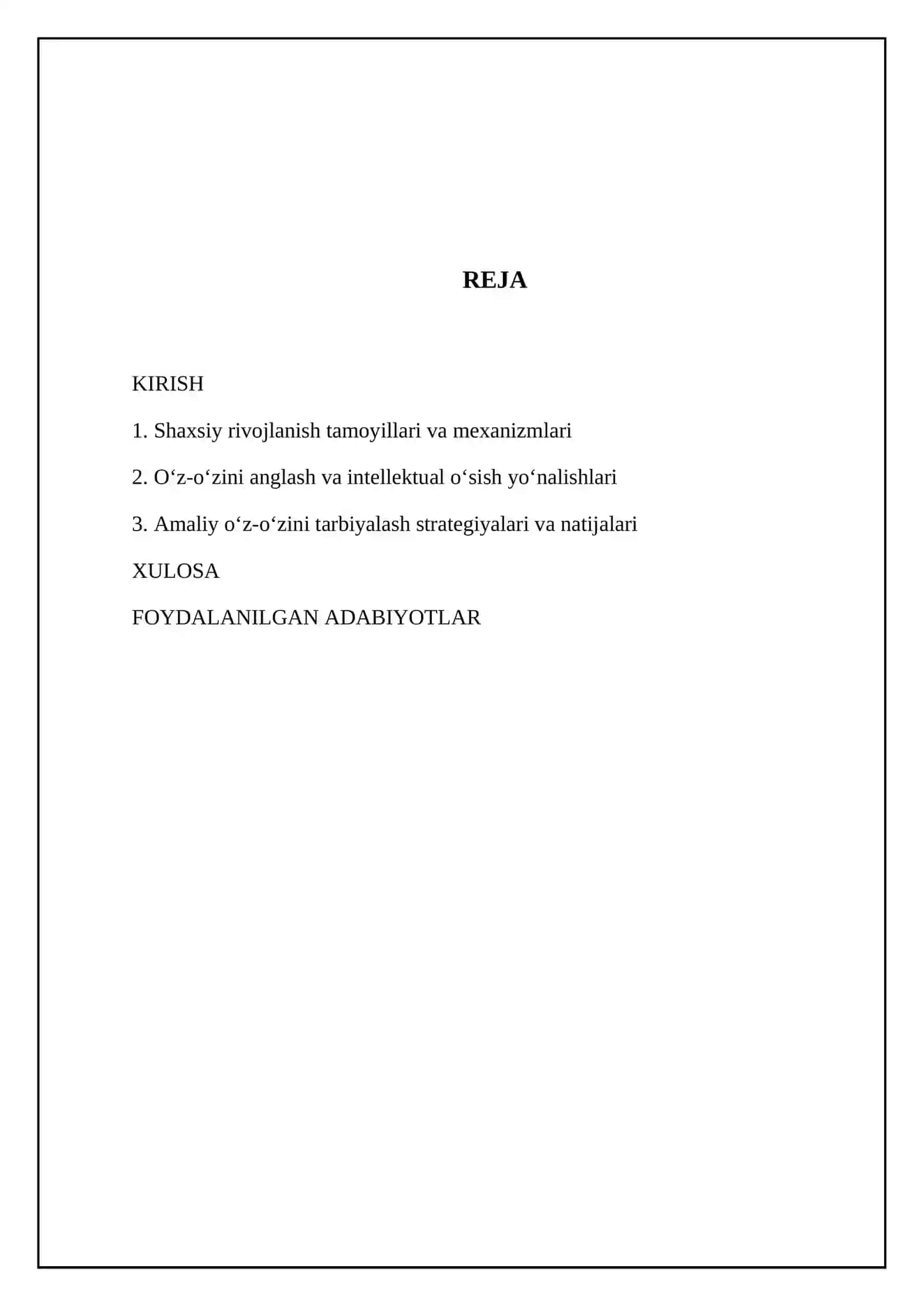Oʻz oʻzini tarbiyalash va oʻz ustida ishlash 2