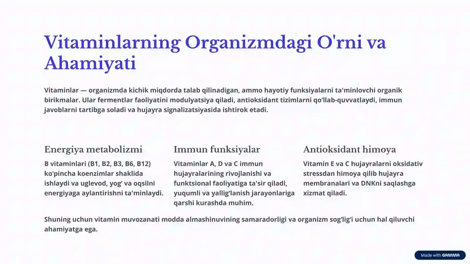 Gipovitaminoz va Gipervitaminoz: Modda Almashinuvining Buzilishi 2