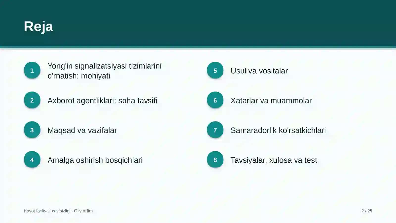 Yong'in signalizatsiyasi tizimlarini o'rnatish 2