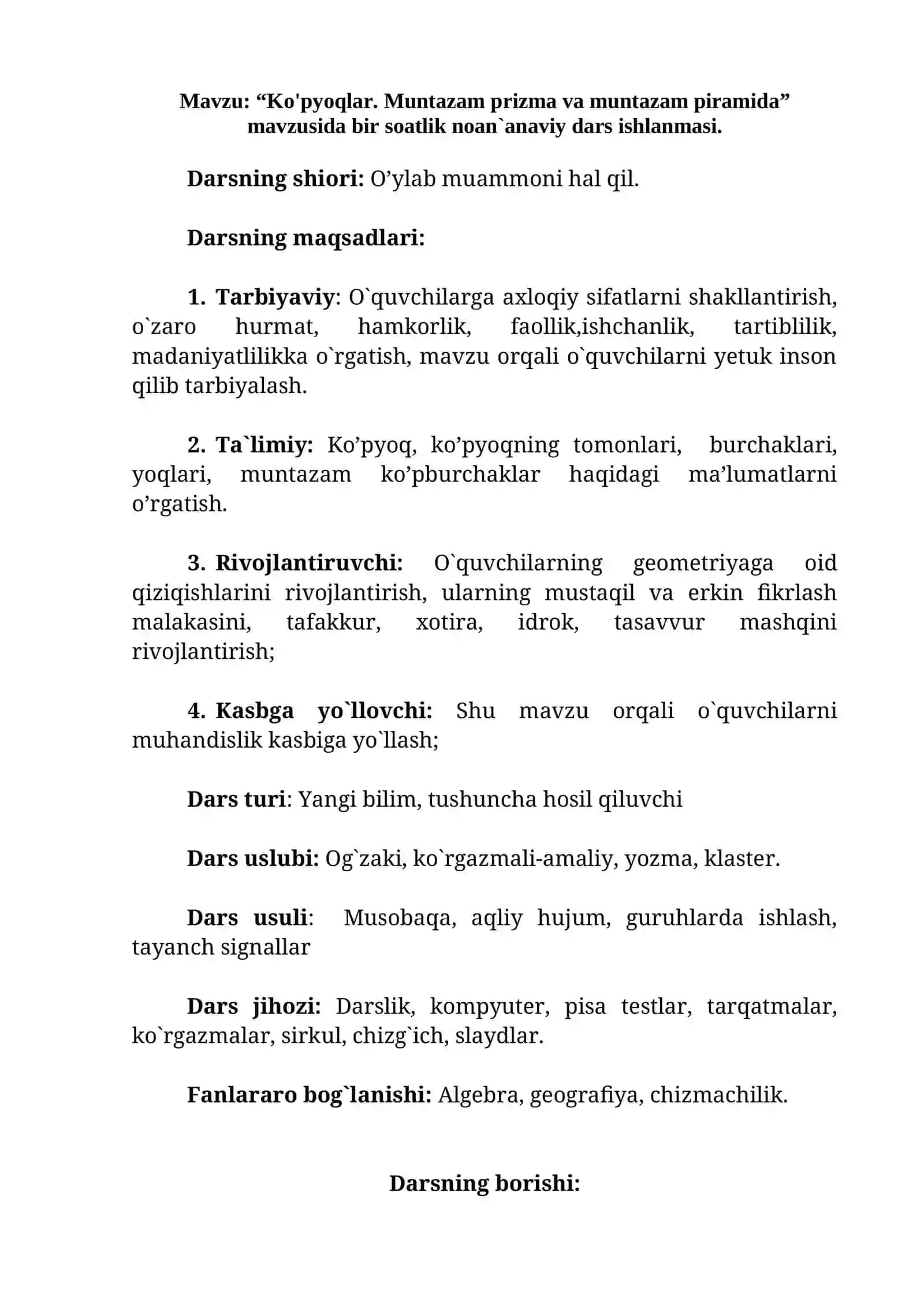 Ko'pyoqlar. Muntazam prizma va muntazam piramida 2