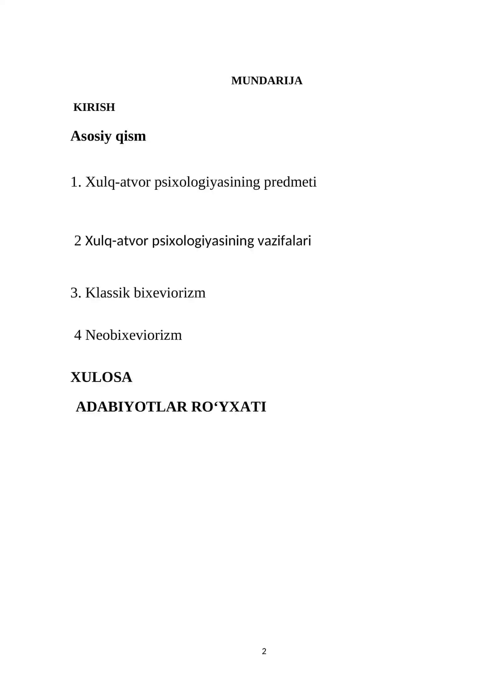 Xulq-atvor psixologiyasining predmeti va vazifalari 2