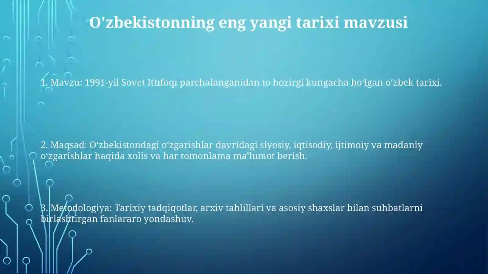 O'zbekistonning Eng Yangi Tarixi Fanining Predmet Maqsad Vazifa Obyekti VaTadqiqotMetadalogiyasi 2