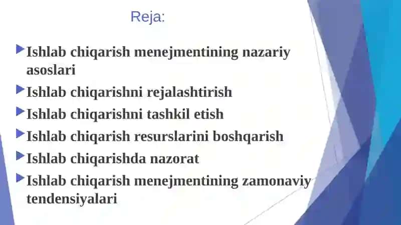 Ishlabchiqarish menejmenti: mohiyati va mazmuni 2