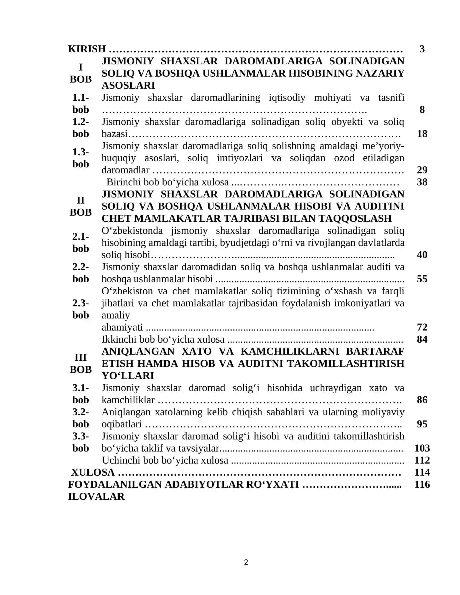 Jismoniy shaxslar daromadlariga solinadigan soliq va boshqa ushlanmalar hisobi hamda auditi 2