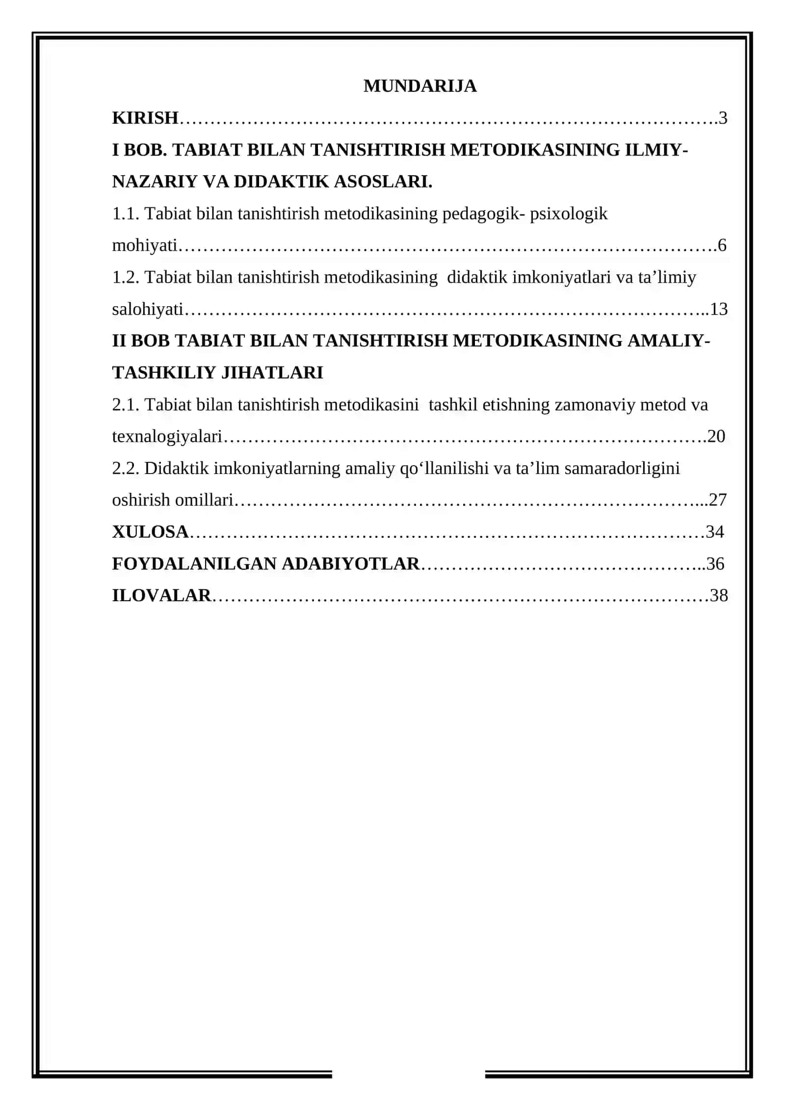 Tabiat bilan tanishtirish metodikasining didaktik imkoniyatlari va ularning amaliy tadbiqi 2