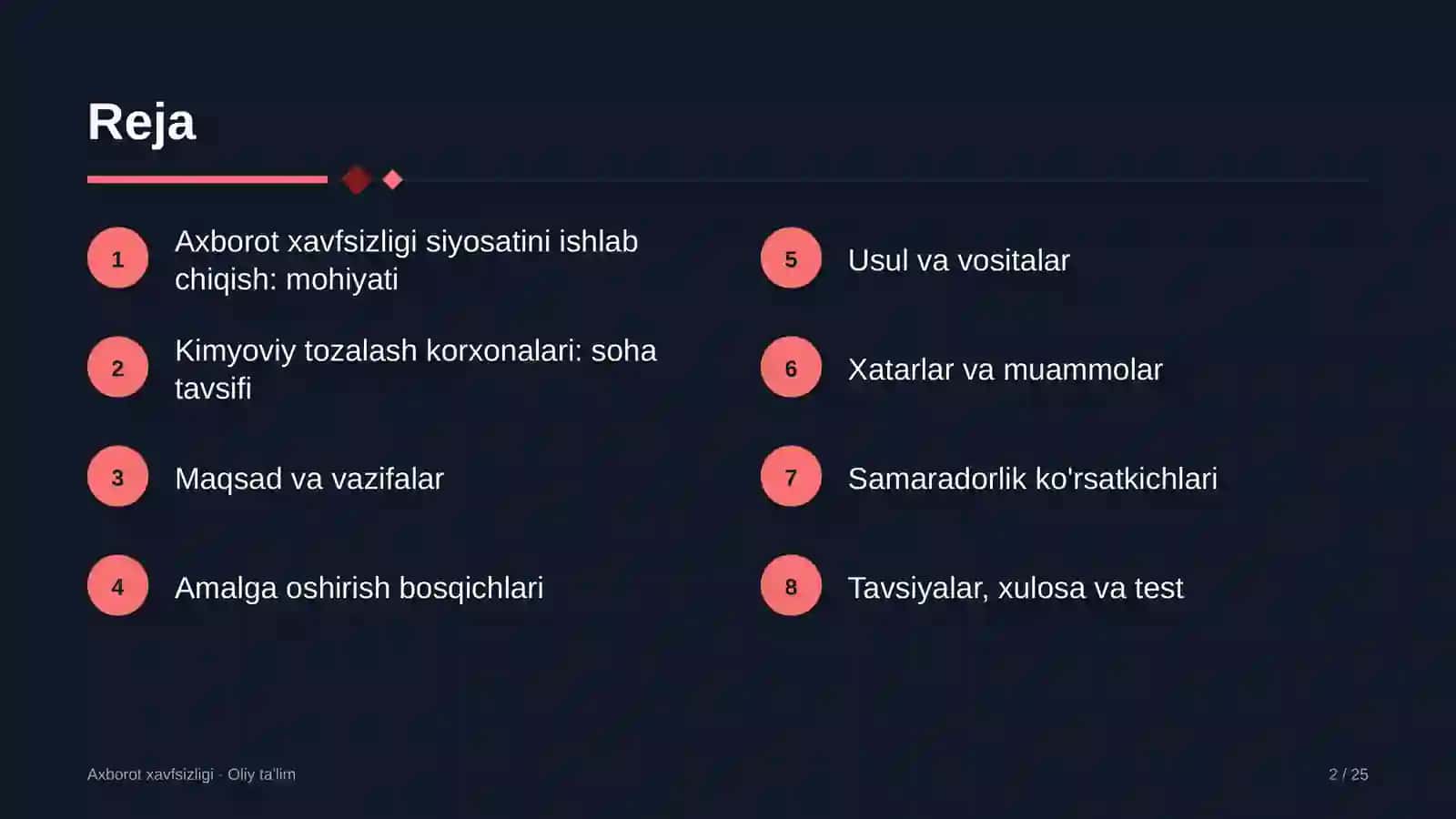 Kimyoviy tozalash korxonalarida axborot xavfsizligi siyosatini ishlab chiqish 2
