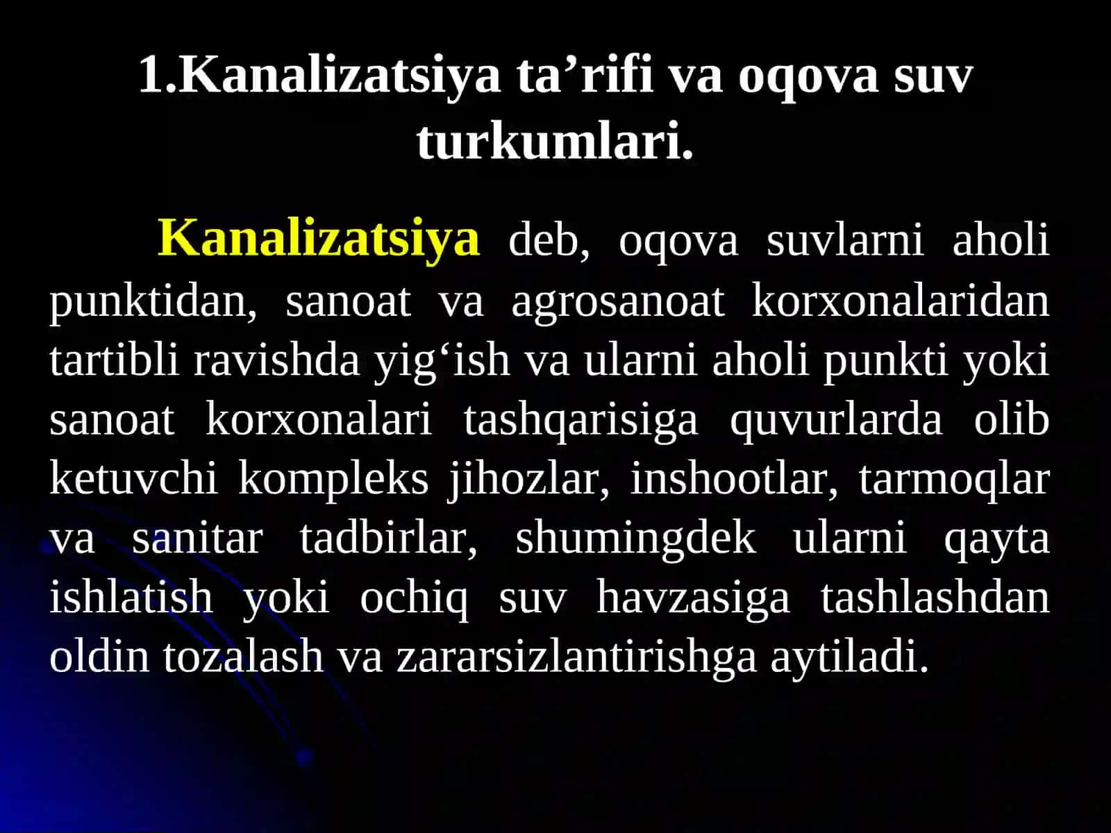 Oqova suvlarini oqizish tarmoqlari 2