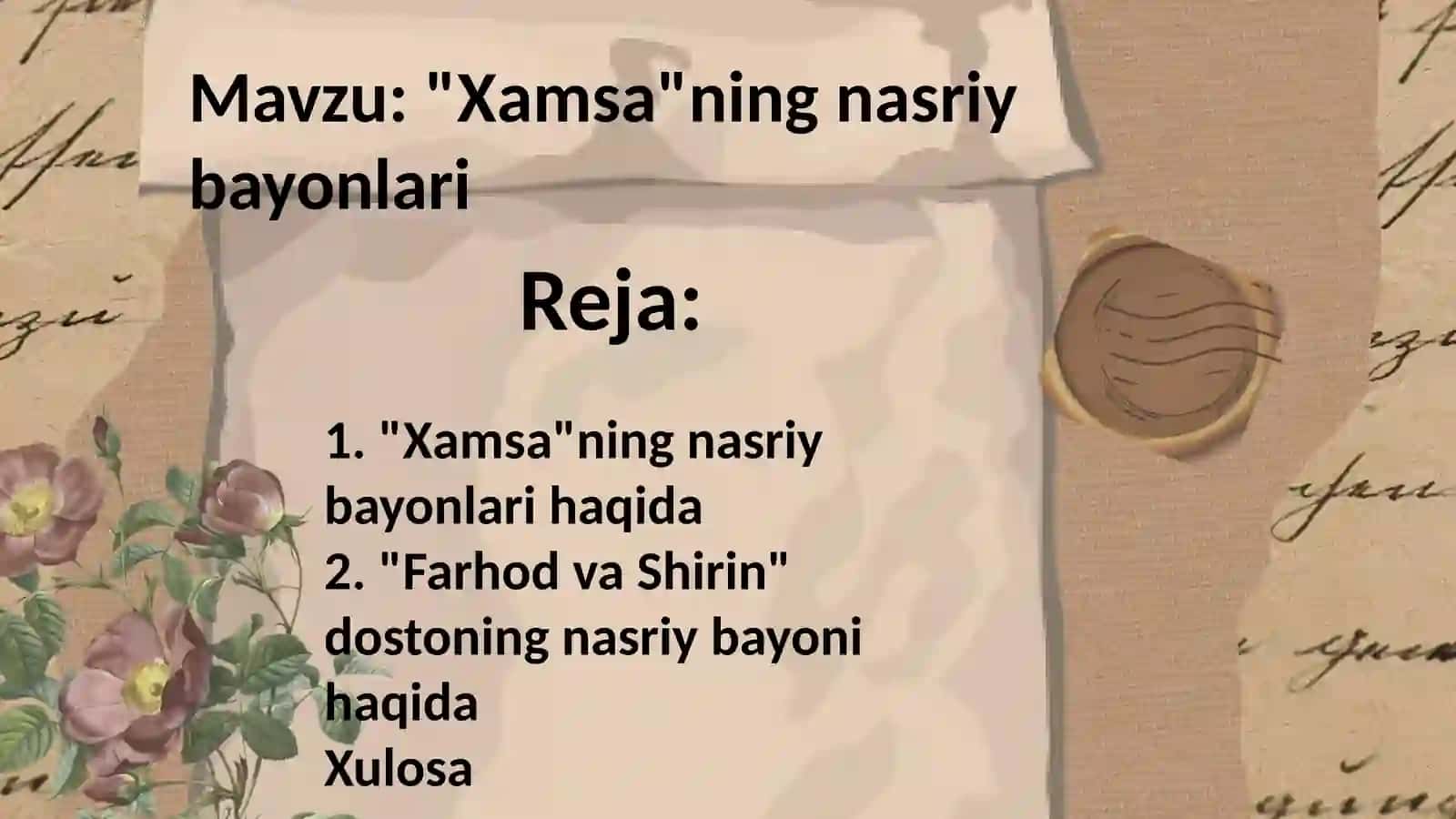 "Xamsa"ning nasriy bayonlari 2