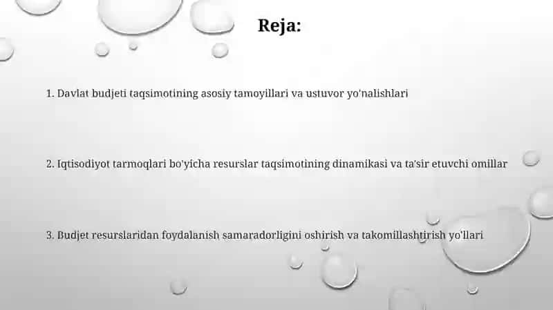 Iqtisodiyottarmoqlarioʻrtasida davlat byudjeti resurslarining taqsimlanishi 2