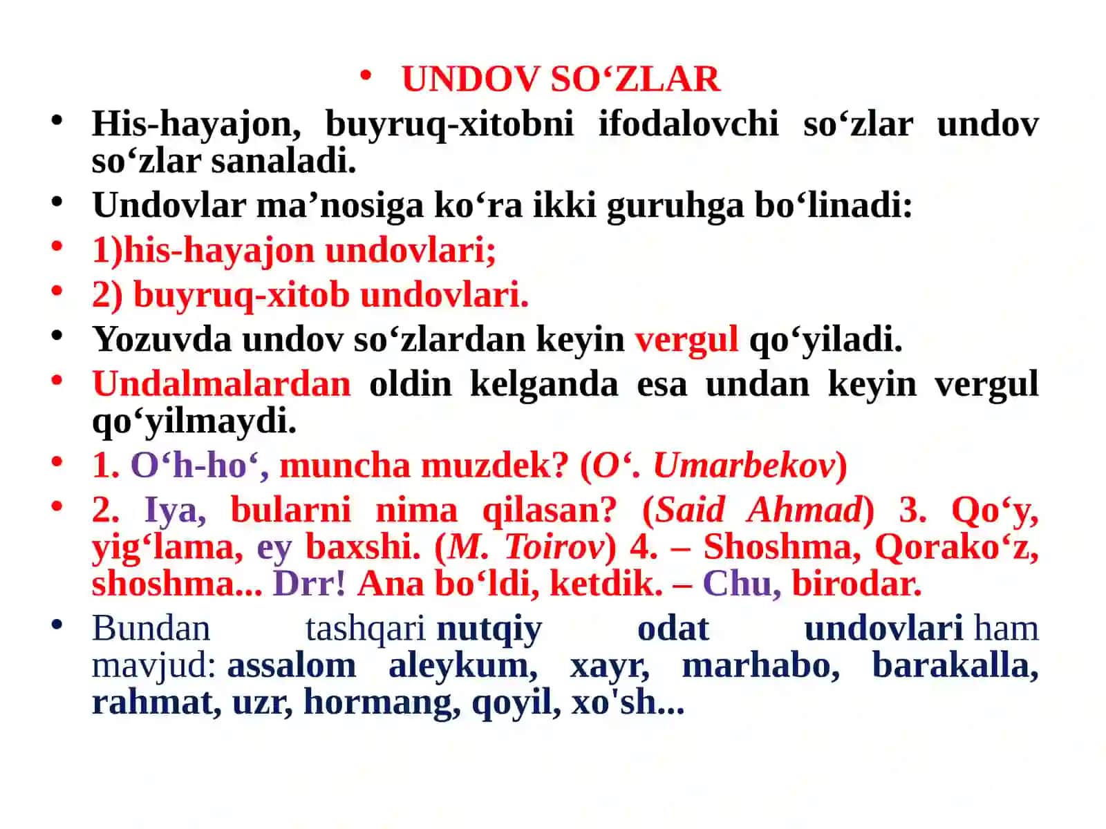 Undov, modal, taqlid so`zlar 2
