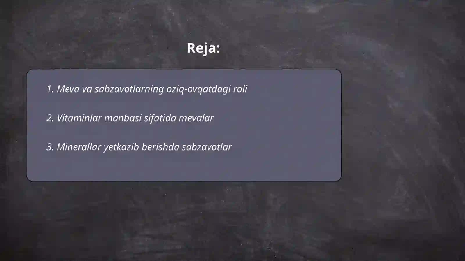 Meva va sabzavotlar tarkibidagi oziq-ovqat mahsulotlari 2