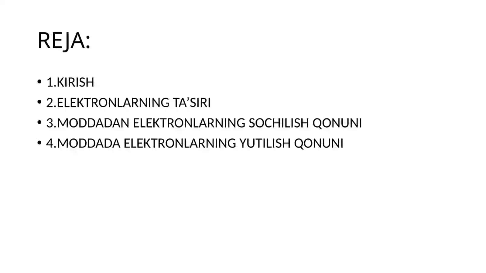 Elektronlarning modda bilan o'zaro ta'siri 2