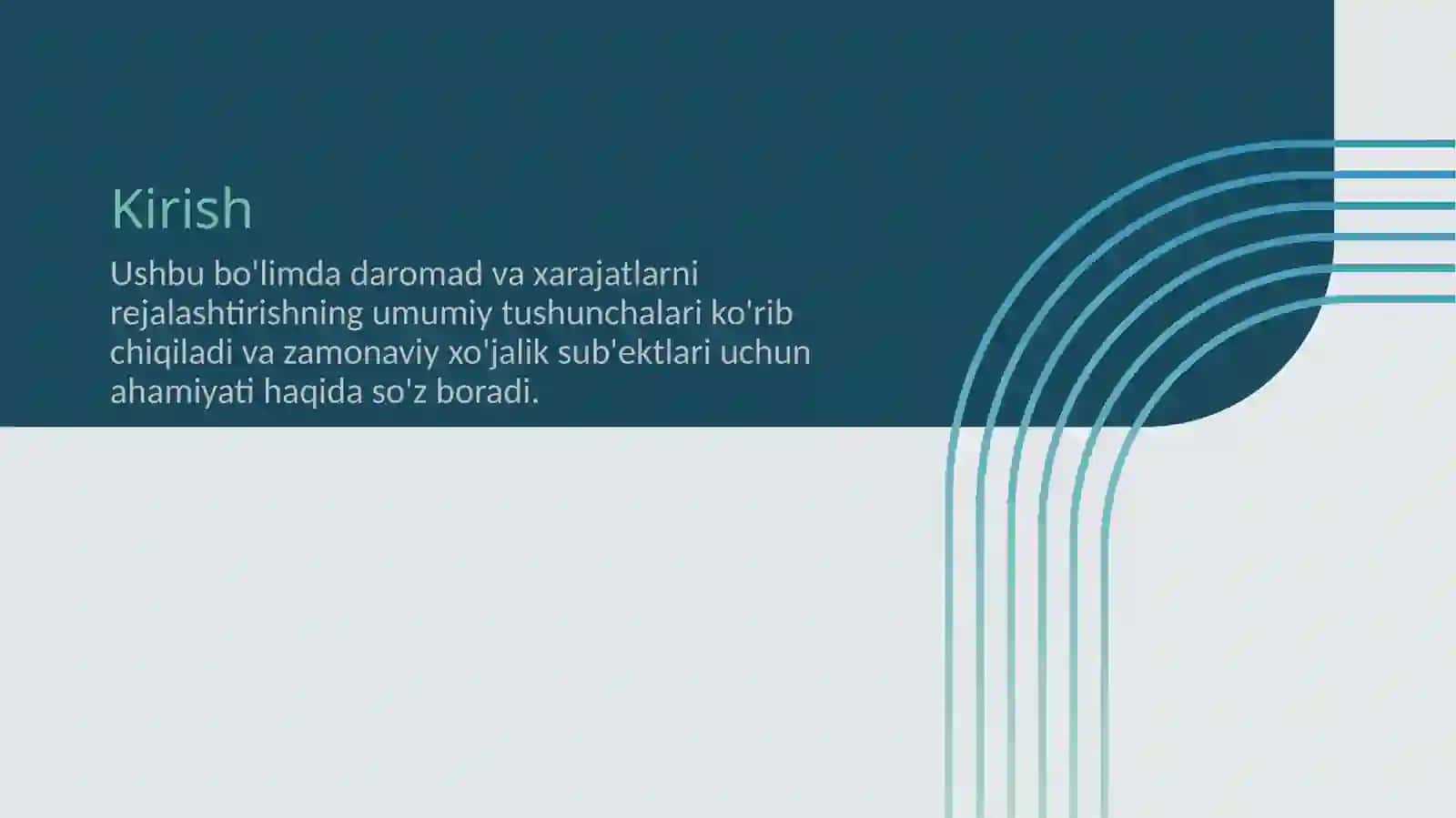 Daromad va xarajatlarni rejalashtirish haqida umumiy tushunchalar 2