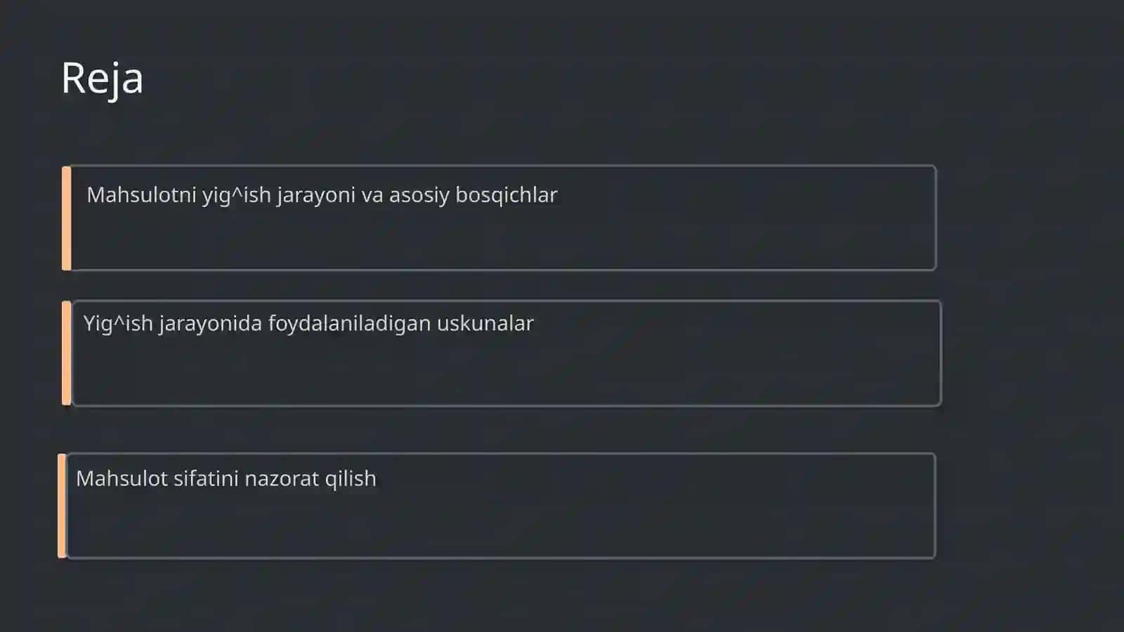 Mahsulotni yig^ish ketma-ketligi 2