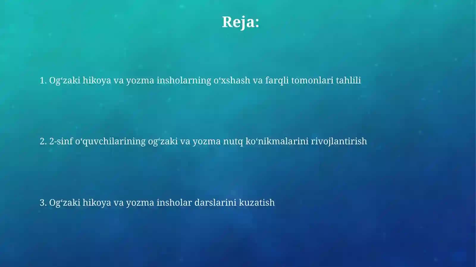 Ogʻzaki hikoya va yozma insho darslari 2