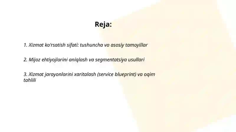 Xizmat ko'rsatish sifati va uni boshqarish yo'llari 2