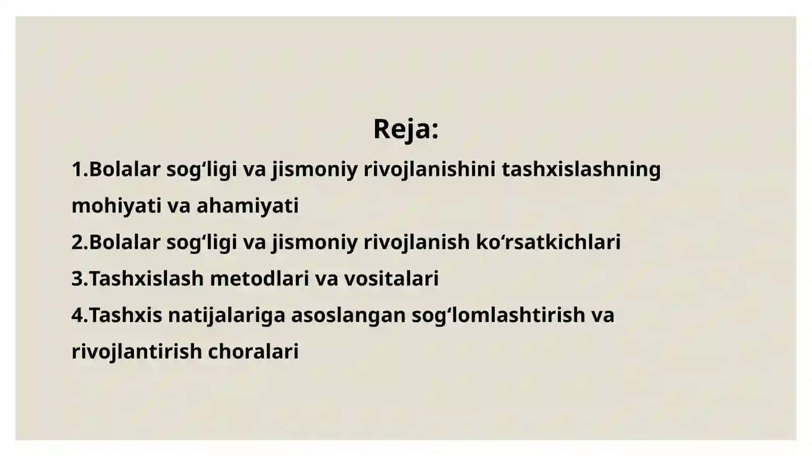 Bolalarning sog‘ligi va jismoniy rivojlanganligi holatini tashxislash 2