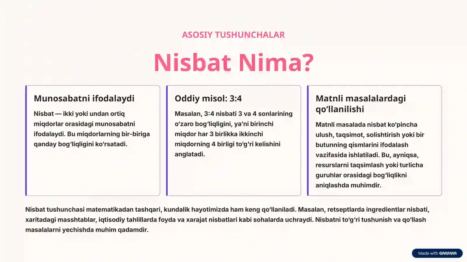 Nisbatga Doir Matnli Masalalar 2