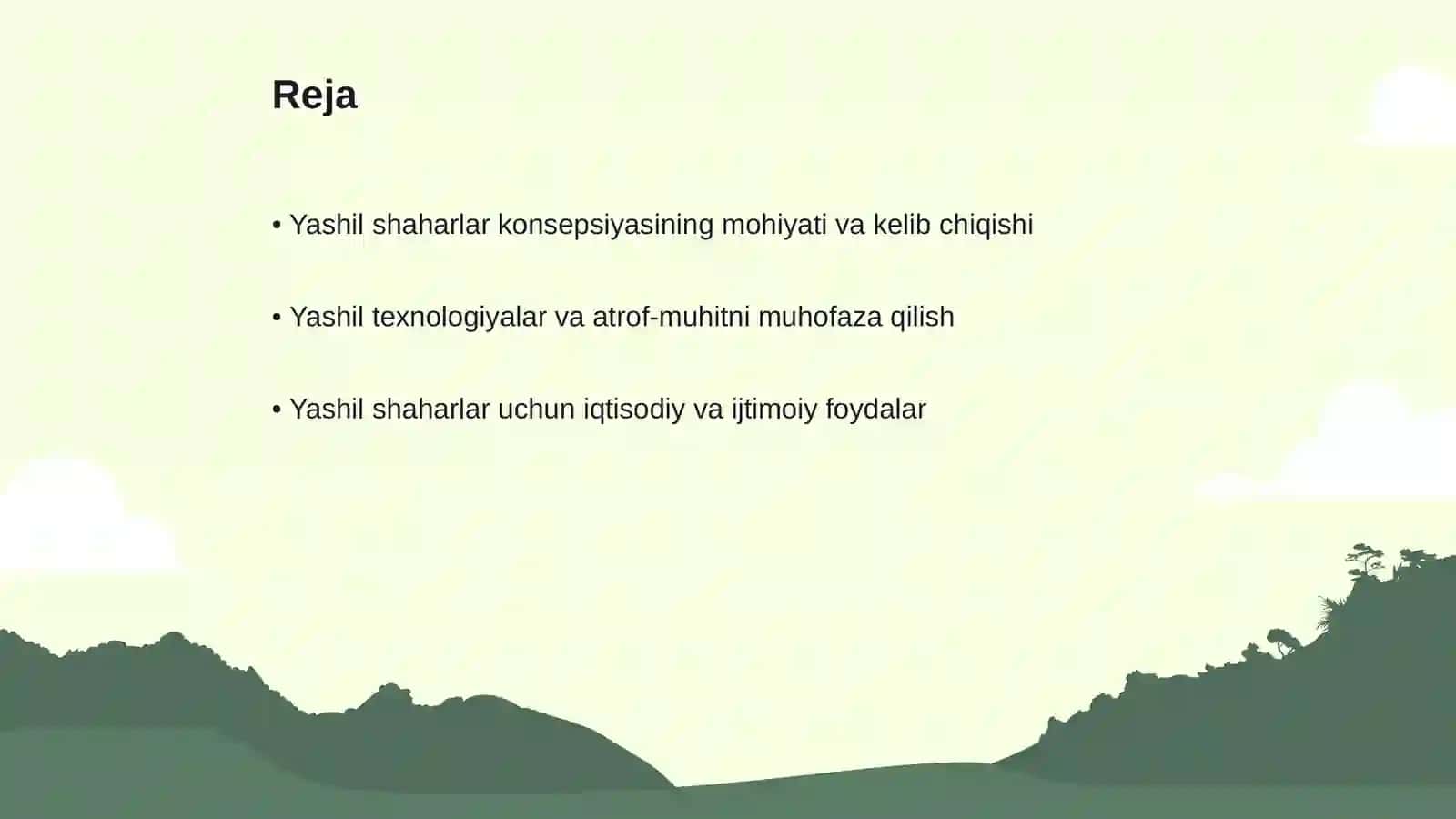 Yashil shaharlar konsepsiyasi va uning rivojlanish istiqbollari 2