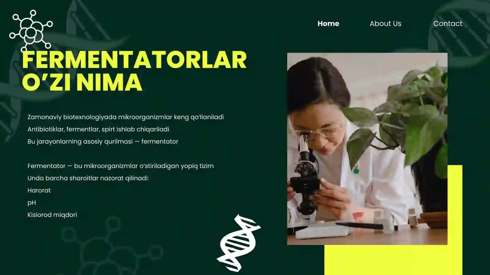 BIOTECHNOLOGY Fermentatorlarning tuzilishi va ishlash prinsipi 2