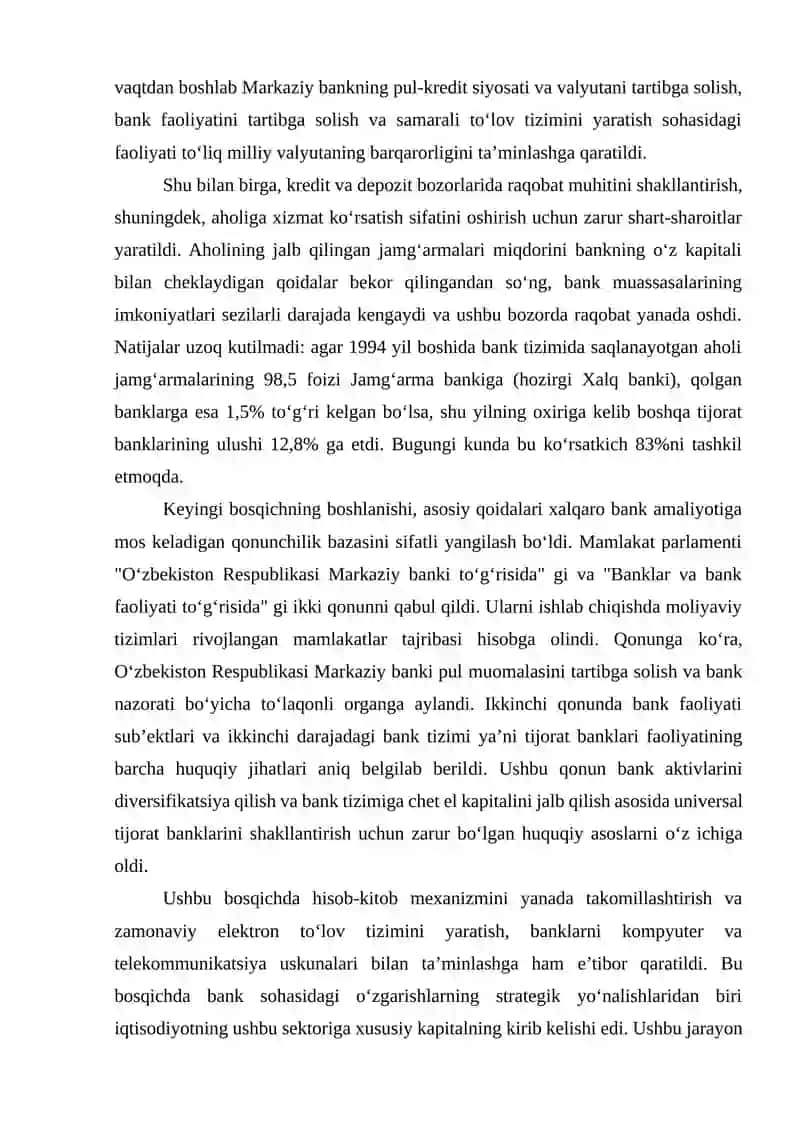 O‘ZBEKISTON RESPUBLIKASI BANK TIZIMI 2