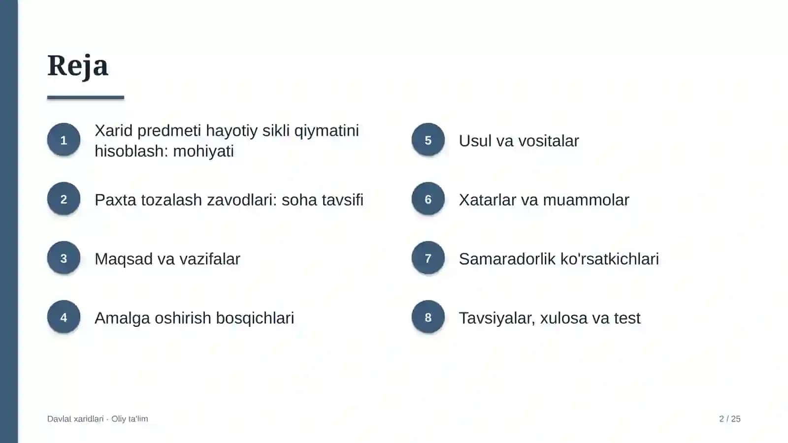 paxta tozalash zavodlarida xarid predmeti hayotiy sikli qiymatini hisoblash 6050 2