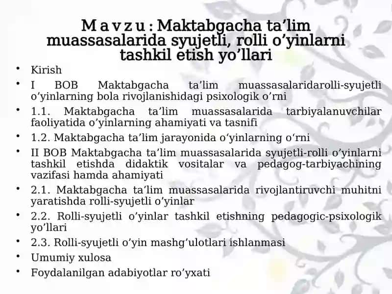 Maktabgacha ta'lim muassasalarida sujetli-rolli o'yinlarni tashkil etish yo'llari 2