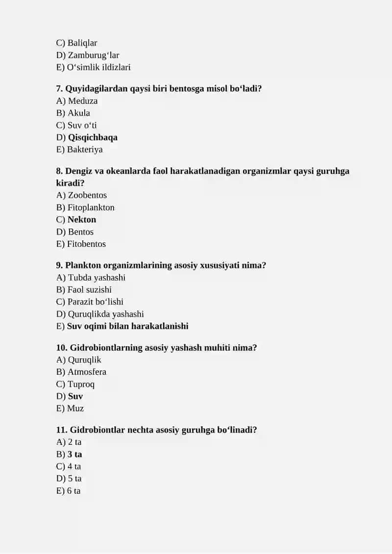 Gidrobiont organizmlar va ularning guruhlari 2