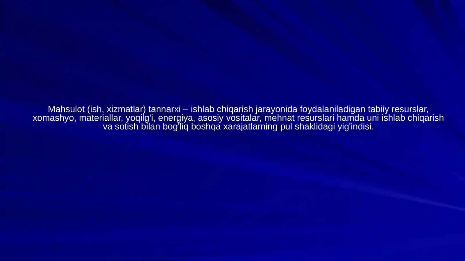 Iqtisodiyot - Mahsulot tannarxi kalkulyatsiyasi 2