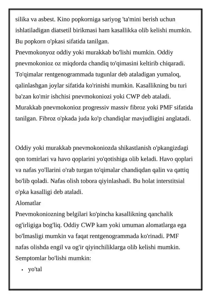 Pnevmokoniozlar va ularning tasnifi 2