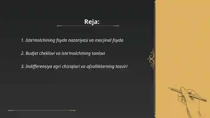 Isteʼmolchining bozordagi xatti-harakati va uning tanlovi nazariyasi 2