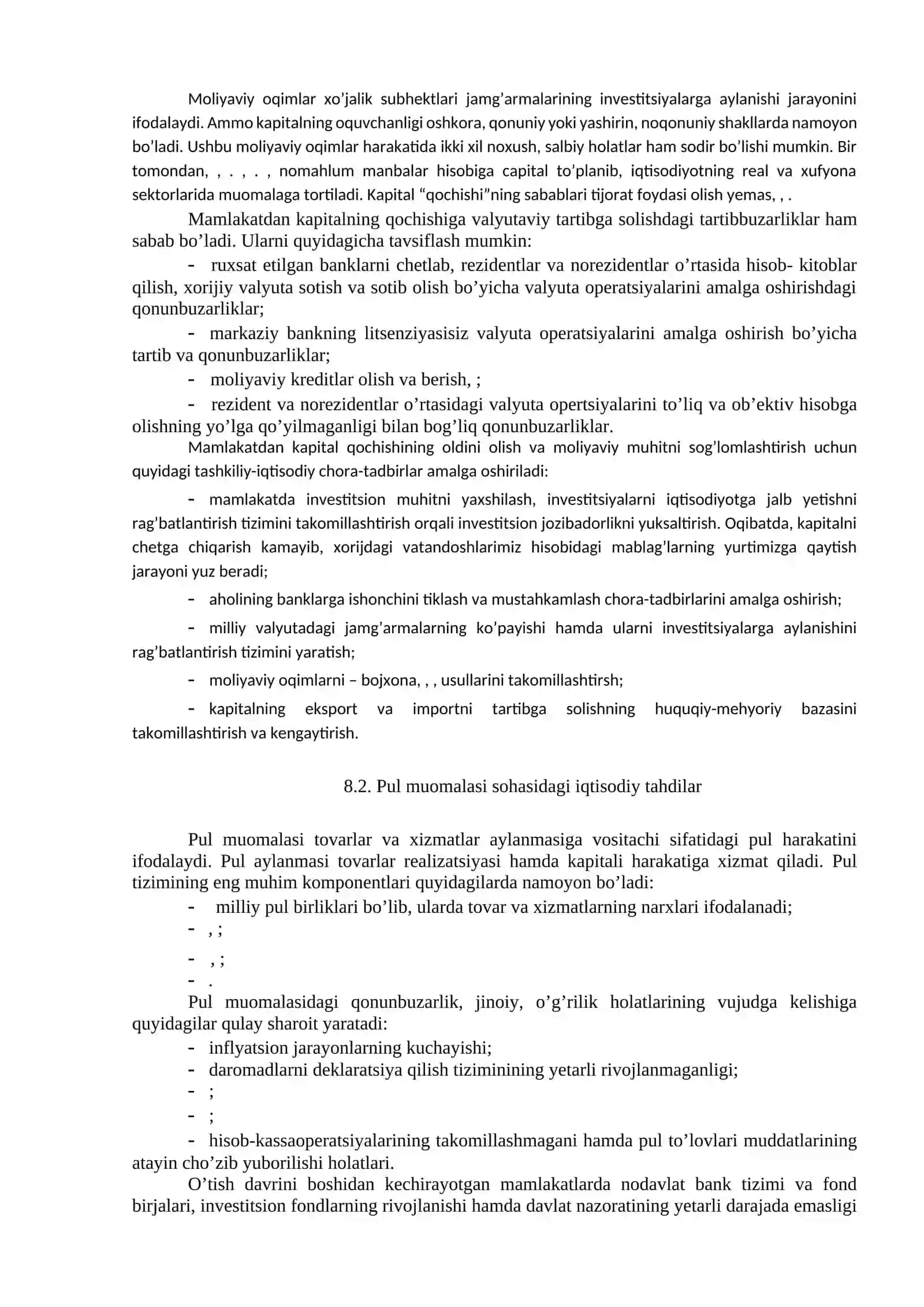 XO’JALIK FAOLIYaTINING PUL-MOLIYa SOHASIDAGI IQTISODIY XAVFSIZLIK 2
