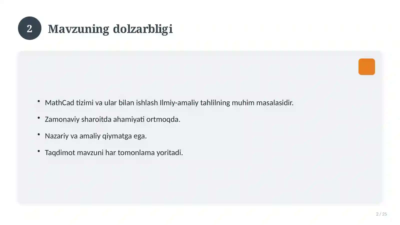 MathCad tizimi va ular bilan ishlash 2