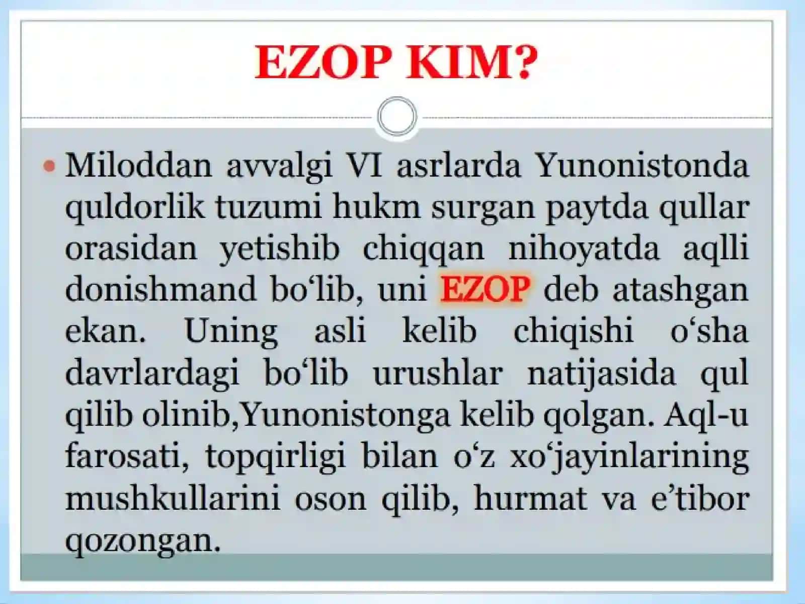 Ezop va uning masallari 2