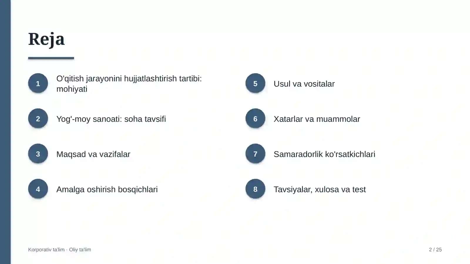 yog' moy sanoatida o'qitish jarayonini hujjatlashtirish tartibi 8045 2