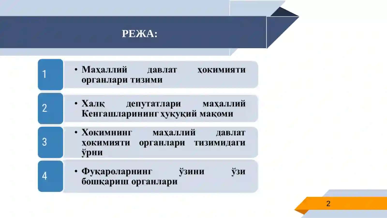 Маҳаллий Давлат Ҳокимияти ва фуқароларнинг ўзини ўзи бошқариш органлари 2