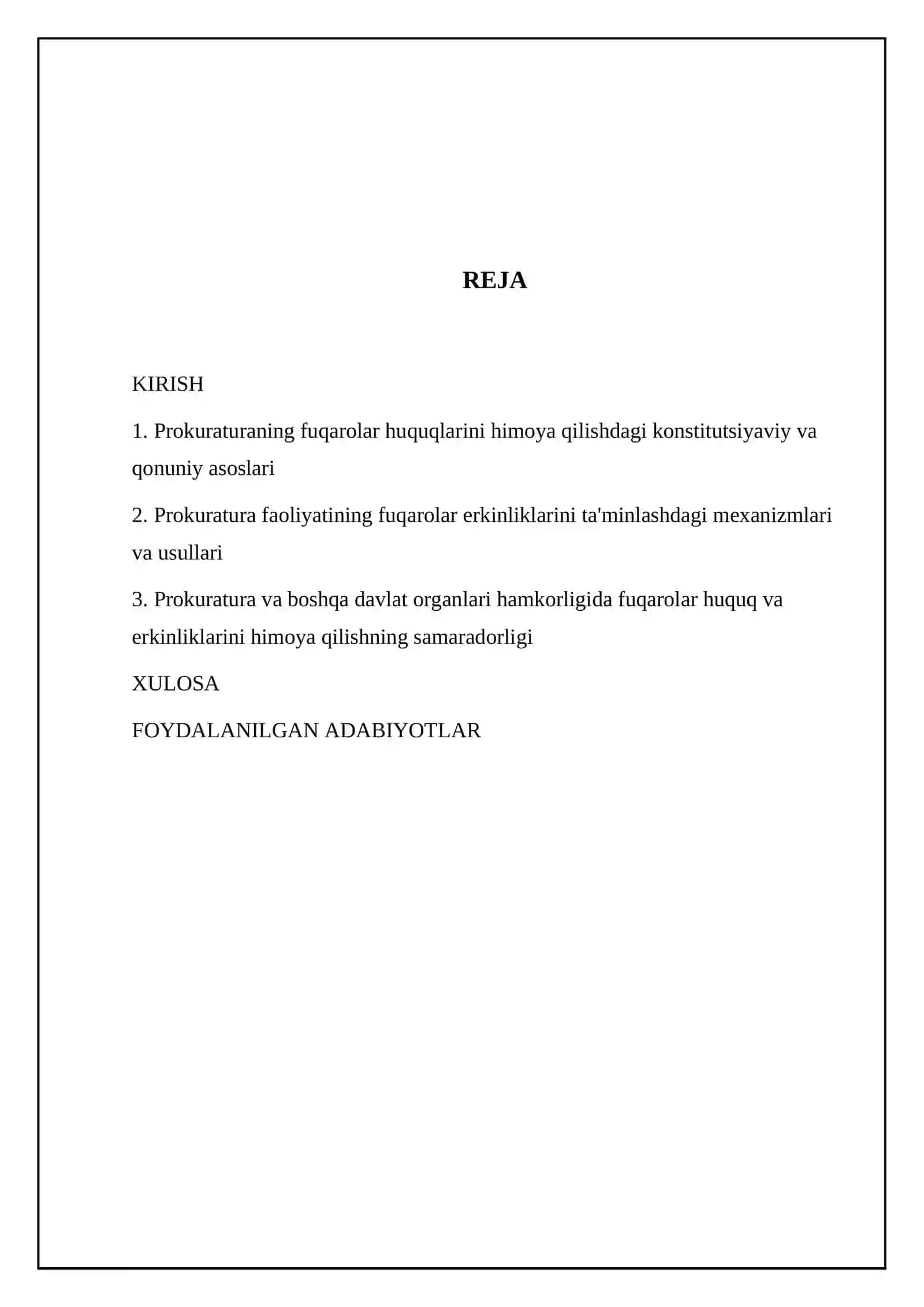 Prokuratura fuqarolarning huquq va erkinliklarini ta'minlash organi sifatida 2