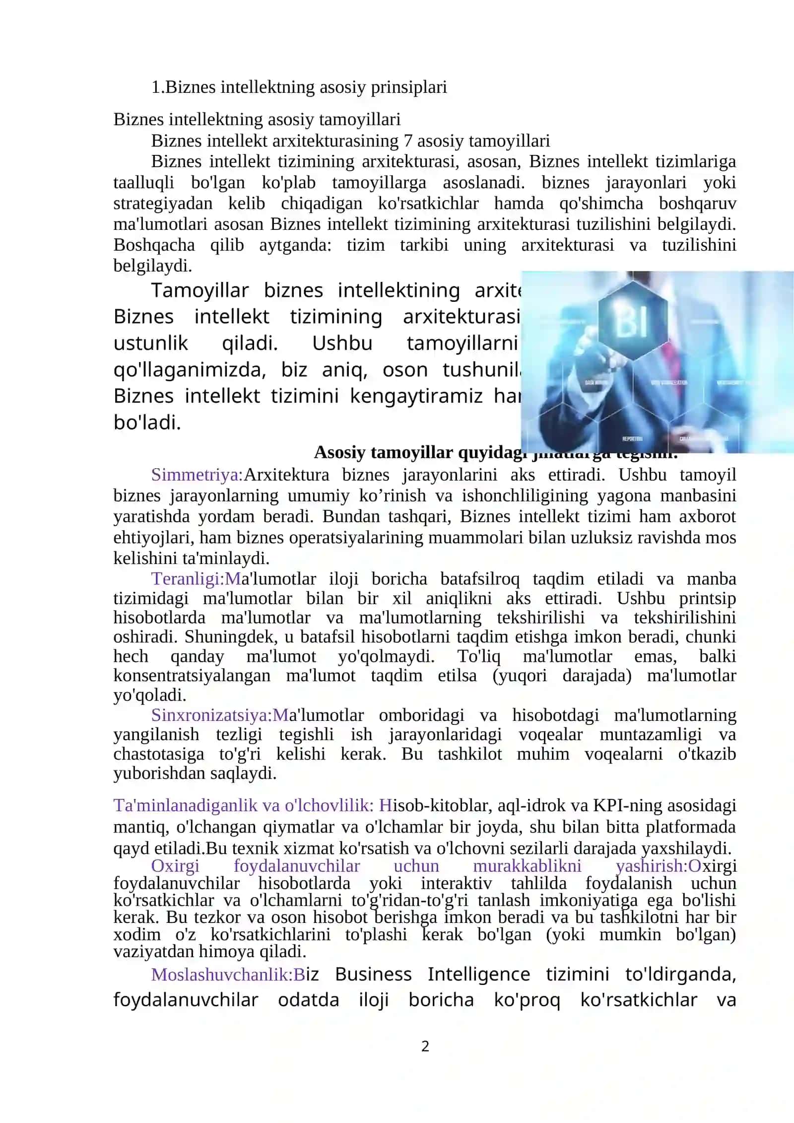 Biznes intellektning axborot va analitik texnologiyalari 2