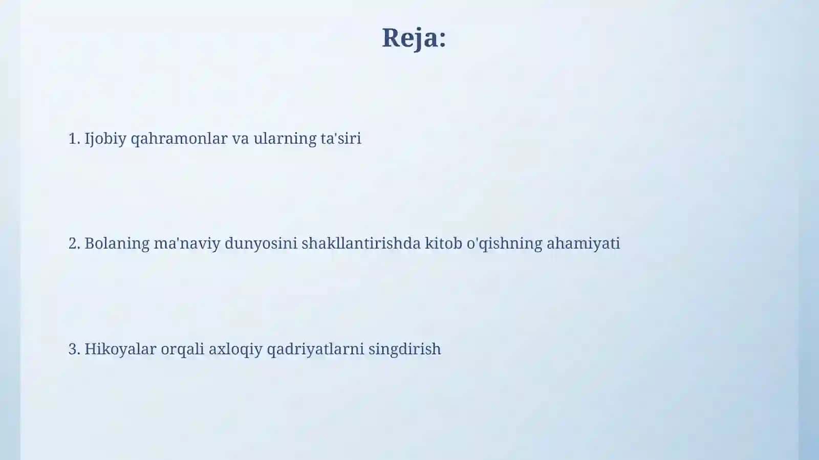 Bolalarga kitob oʻqib berish orqali manaviy dunyoqarashini shakllantirish 2