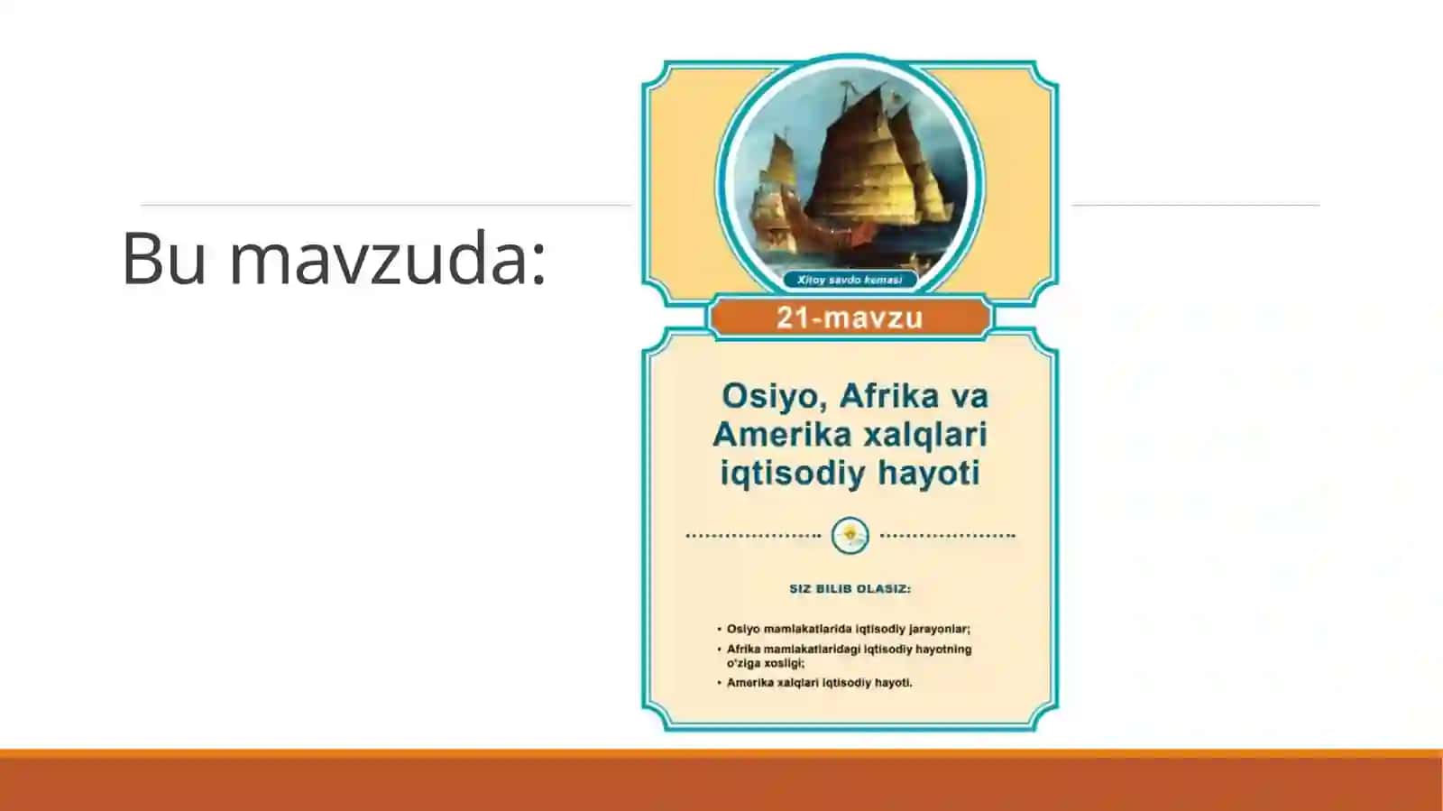 Osiyo, Afrika va Amerika xalqlari iqtisodiy hayoti 2