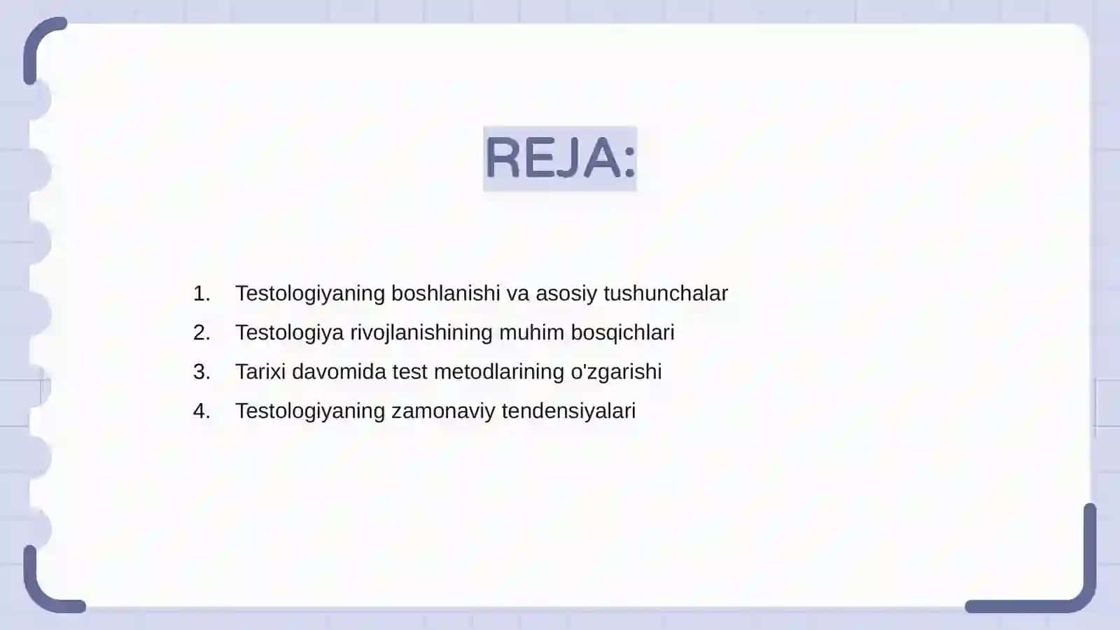 Testologiya tarixi bo'yicha xronologiya 2