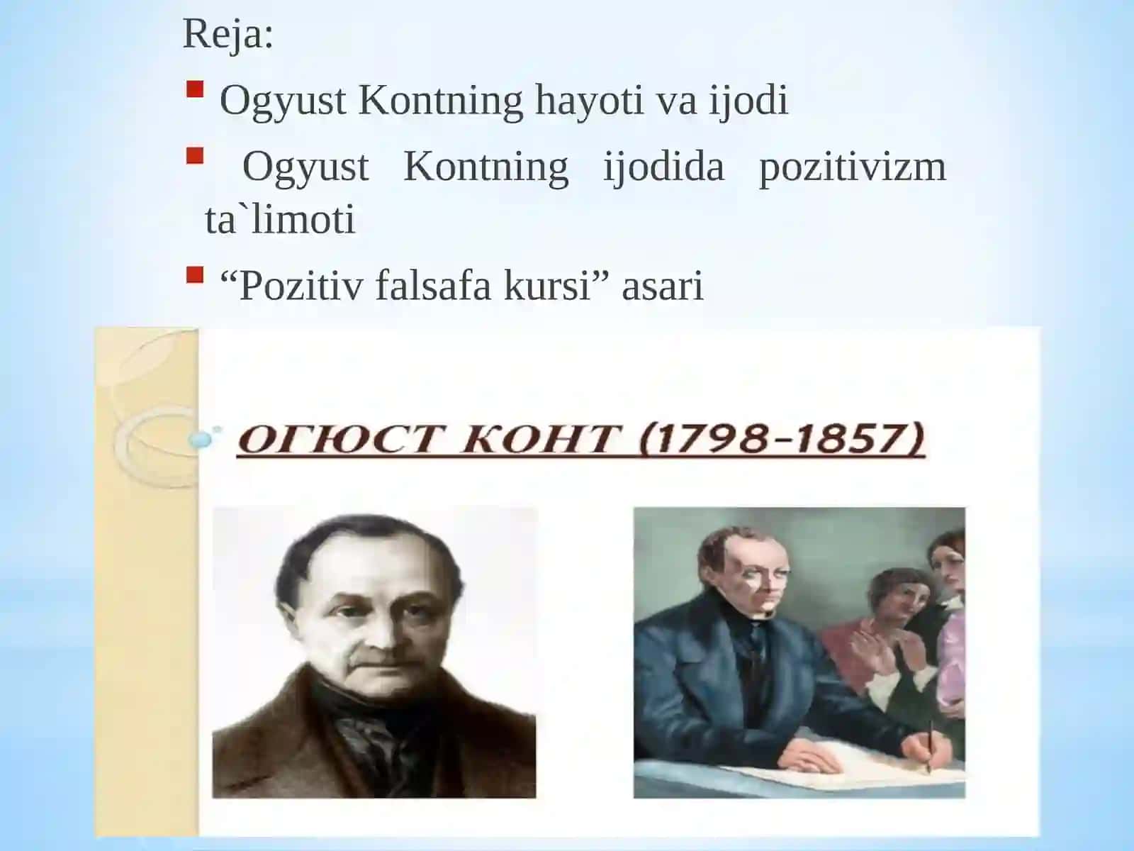 Ogyust Kontning  “Pozitiv falsafa kursi” asari 2