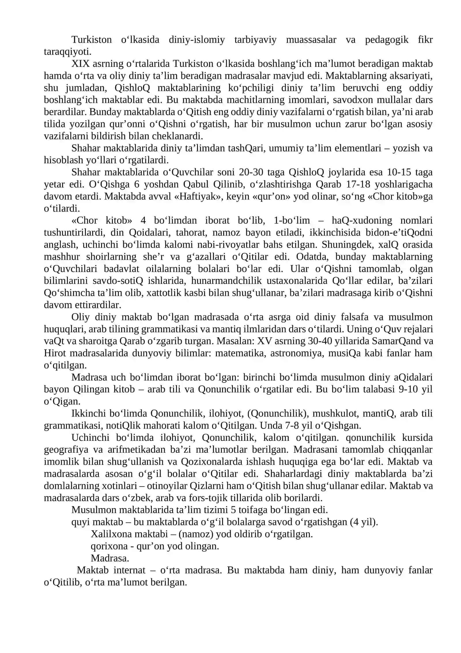 XIX asrning ikkinchi yarimi va XX asr boshlarida tarbiya va pedagogik fikrlar 2