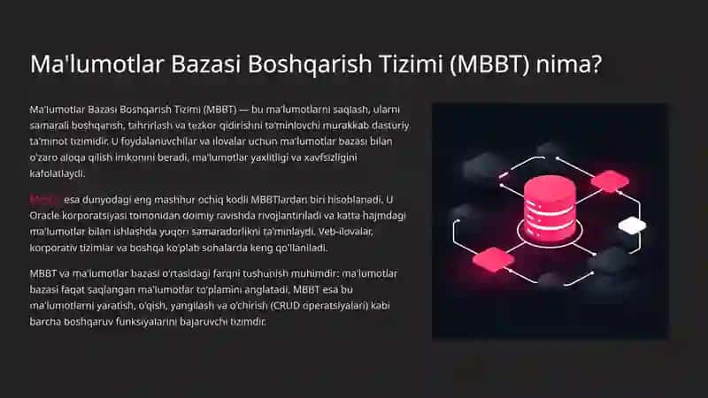 MySQL Ma'lumotlar Bazasi 2