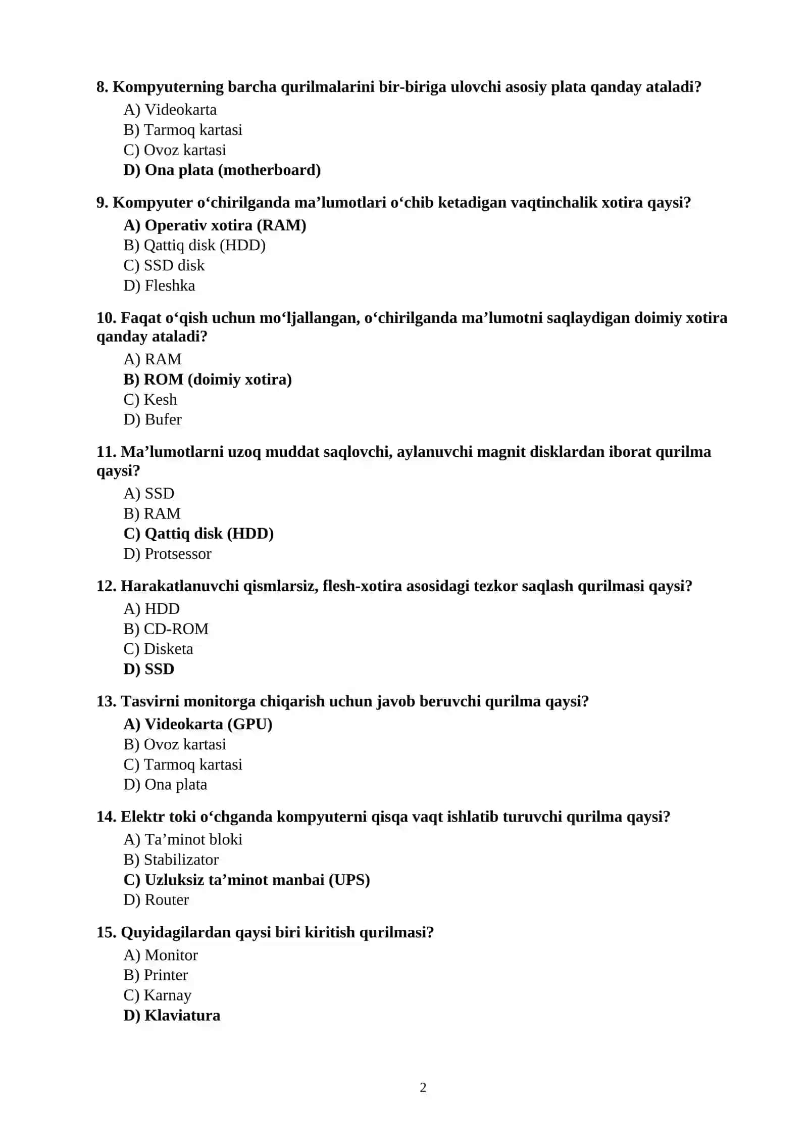 KOMPYUTER SAVODXONLIGI 2