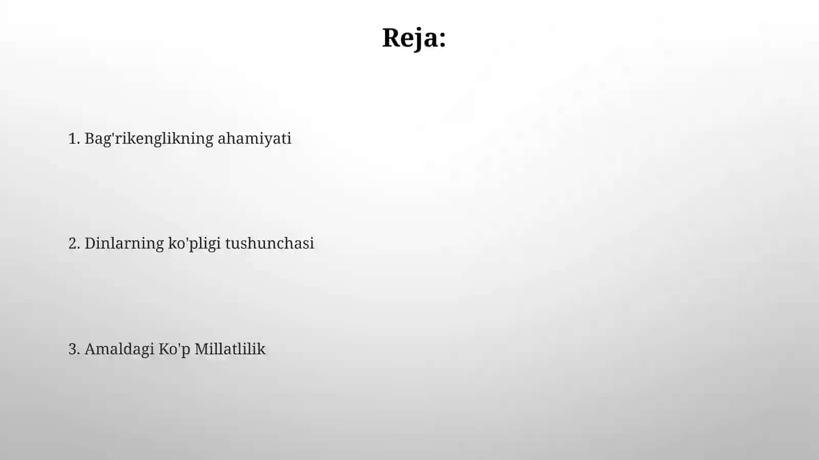 Diniyflyuralizm,Diniytolerantlikbag'rikenglikninghayotdagio'rni 2
