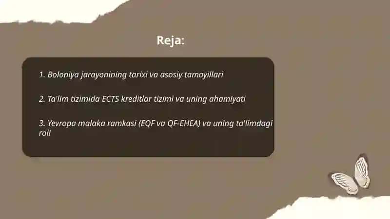 Boloniya jarayoni va uning ta'limdagi o'rn 2