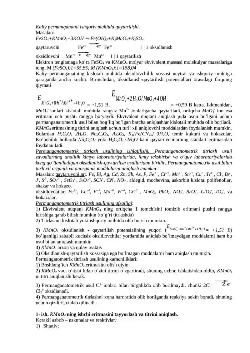 PERMANGANATOMETRIYA 2