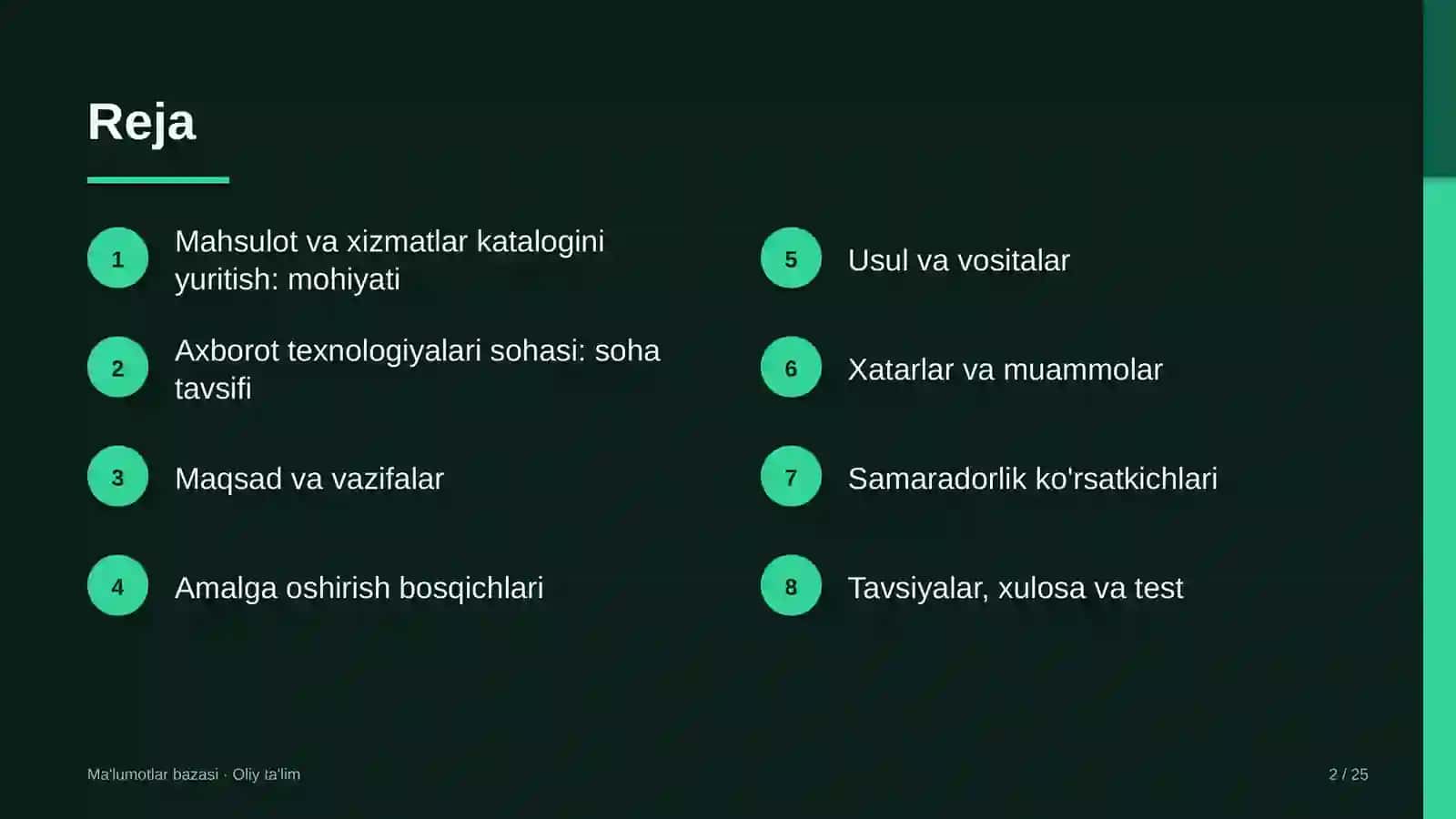 Axborot texnologiyalari sohasida mahsulot va xizmatlar katalogini yuritish 2