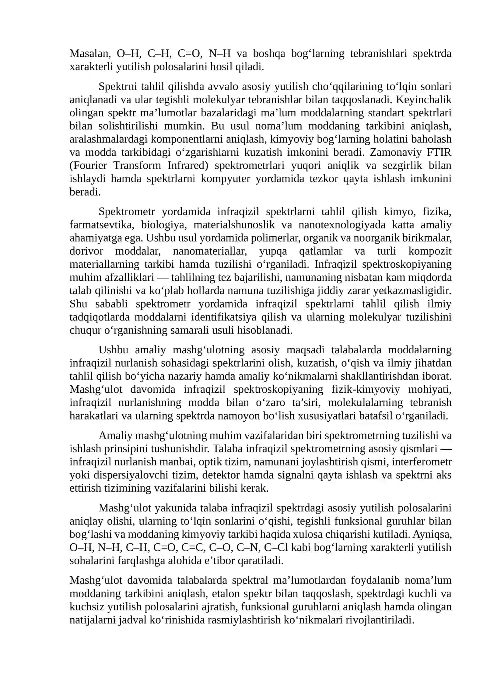 Spektrometr yordamida moddalarning infraqizil sohadagi spektrlarini tahlil qilish 2